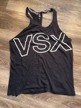 VSX Black Tank Top with White Logo - Racerback Style